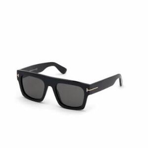 Tom Ford Black Chunky Square Sunglasses with Gold T Accent